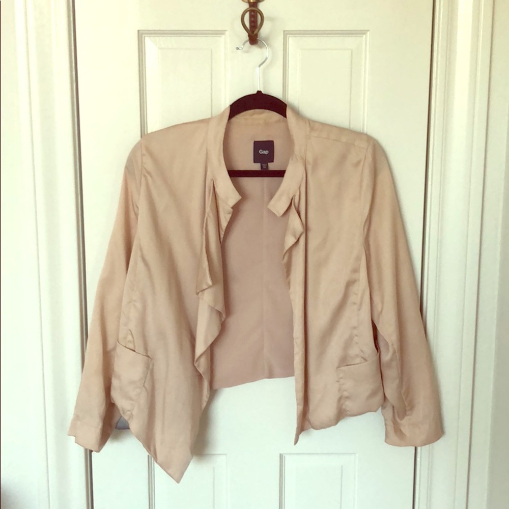 Waterfall collar jacket in blush